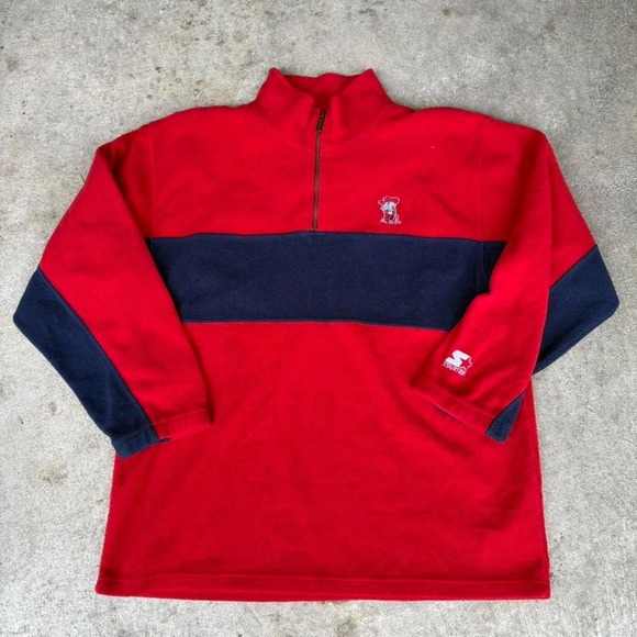 Vintage Starter Ole Miss Fleece Quarterzip‎ Sweater sweatshirt Retro College XL